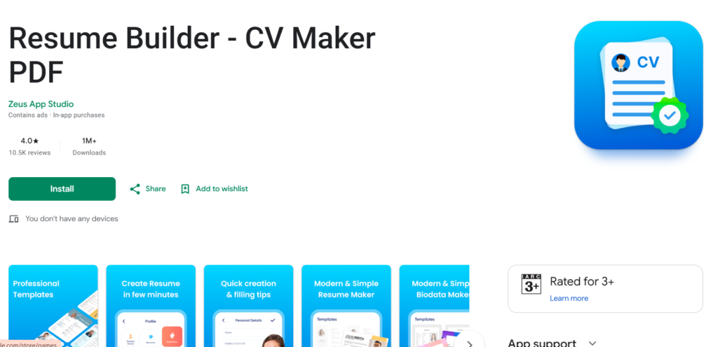 Resume Banane Wala Apps